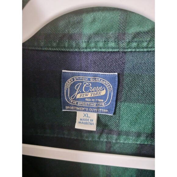 J. Crew Mens Flannel Plaid Button Up Shirt Pockets Long Sleeve Green Blue XL - Picture 3 of 7
